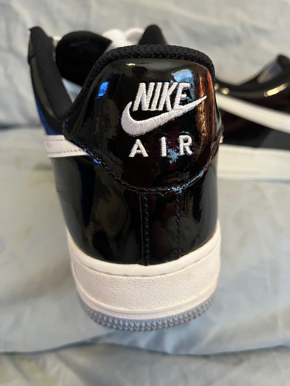 Nike Air Force 1 Low Black Patent with White Swoosh - Picture 6 of 7